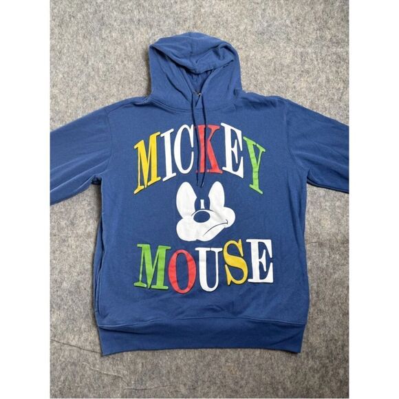 Disney Mickey Mouse Hoodie Men's Medium Blue Cotton Casual Drawstring Pullover - Picture 1 of 7